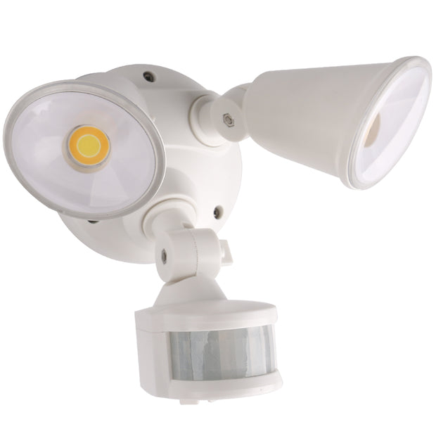 Defender - 2 x 10W Tri Colour LED Flood Light with Sensor Polycarb - White