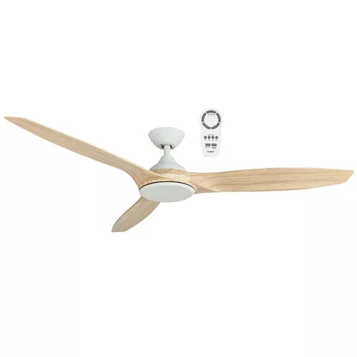Newport 56 DC Ceiling Fan White with Oak Blades