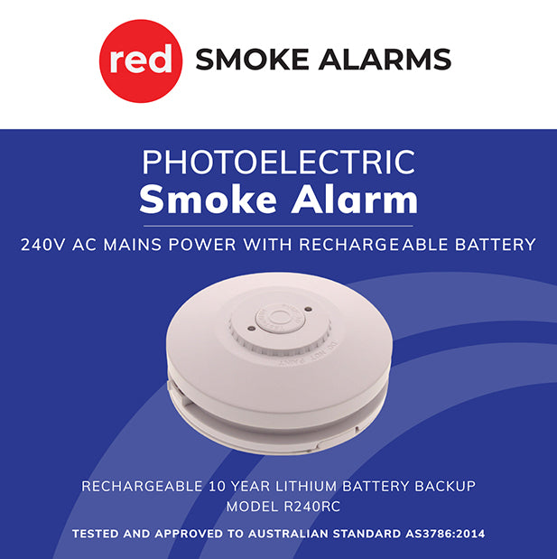 R240RC Photoelectric Recharagable 9v 10 Year Battery 240v Smoke Alarm