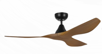 Surf 52” (132cm) DC Black Ceiling Fan with Teak Blades