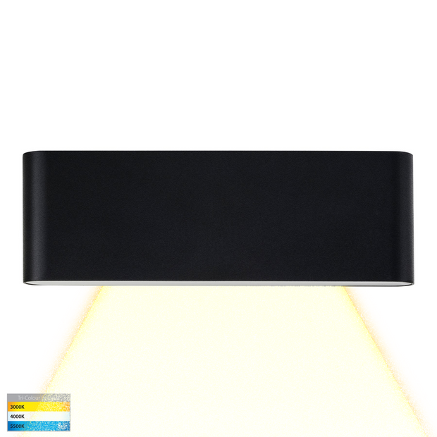 Lisse Black Surface Mounted Wall Light 12w Built-in tri Colour 12v