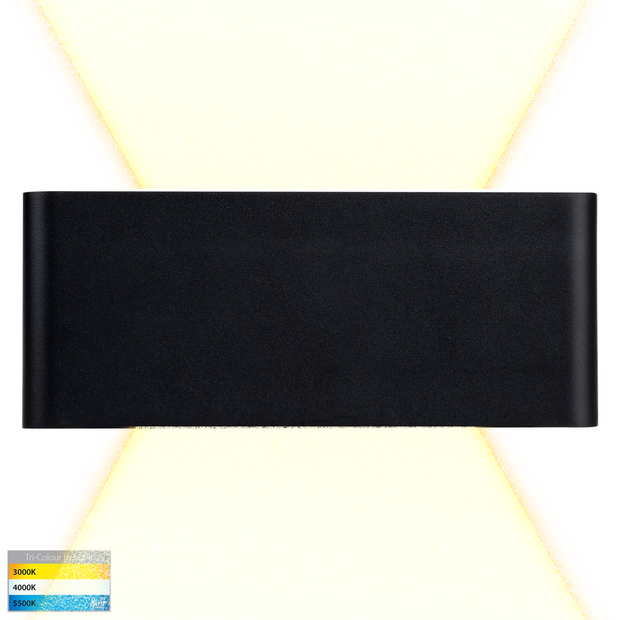 Lisse Black Surface Mounted Up/down Wall Light 2 x 12w Built-in Tri Colour 12v