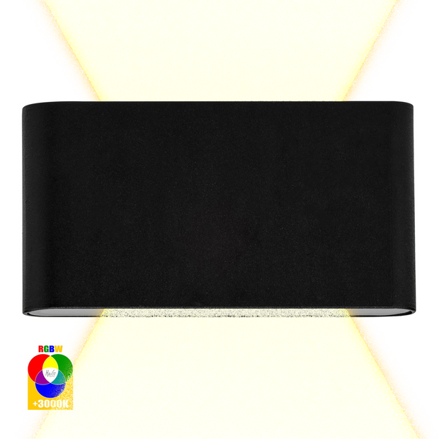 Lisse Surface Mounted Up and Down Wall Light Black 2x 5w Built-in RGBW 12v