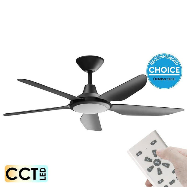 Storm DC 52 Ceiling Fan Black - with LED Light - Lighting Superstore