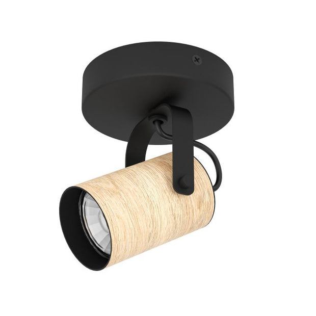 Cayuca 1 Light Spot Light Black and Wood