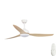 Eco Style 60 DC Ceiling Fan White with Beechwood Blades and LED Light