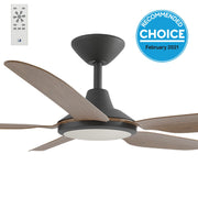 Storm DC 48 Ceiling Fan Black and Koa with LED Light