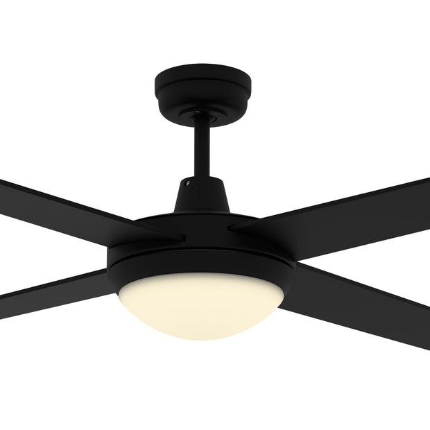 Ascot AC 52 Ceiling Fan Black with 2xE27 Light