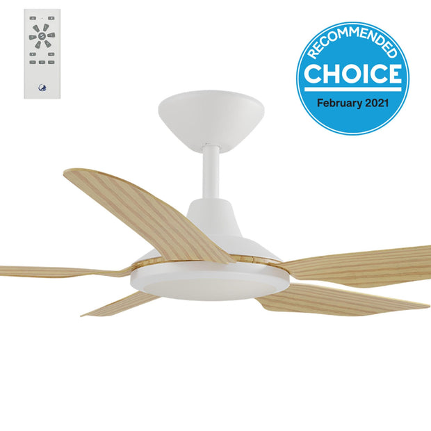 Storm DC 42 Ceiling Fan White and Bamboo with LED Light
