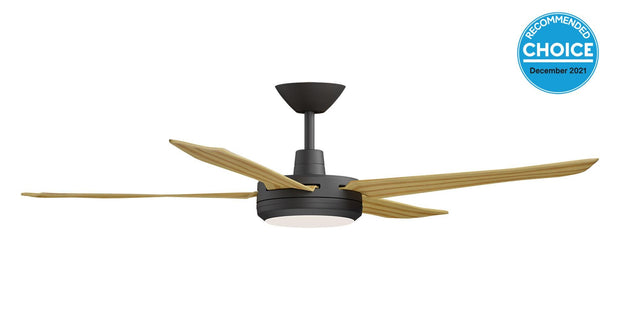 Enviro DC 60 Ceiling Fan Black and Bamboo with LED Light