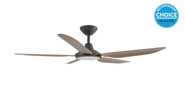 Storm DC 48 Ceiling Fan Black and Koa with LED Light