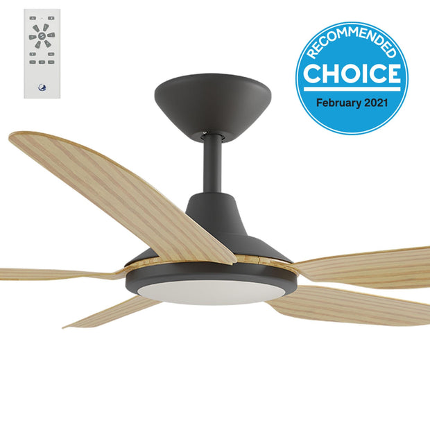 Storm DC 52 Ceiling Fan Black and Bamboo with LED Light