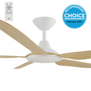 Storm DC 56 Ceiling Fan White and Bamboo with LED Light