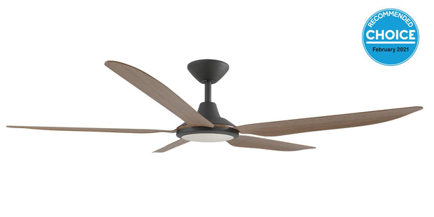 Storm DC 56 Ceiling Fan Black and Koa with LED Light