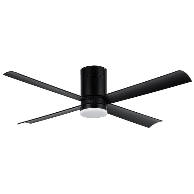 Carrara Flush 4 Blade 48 Hugger DC Smart Ceiling Fan with Dim 16w CCT LED Light Black