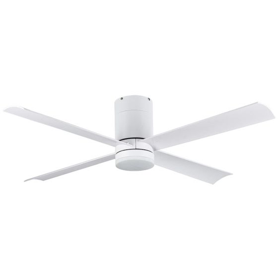 Carrara Flush 4 Blade 48 Hugger DC Smart Ceiling Fan with Dim 16w CCT LED Light White