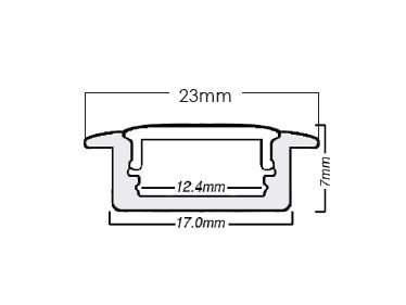 Aluminium Extrusion 2m Recessed Profile Silver