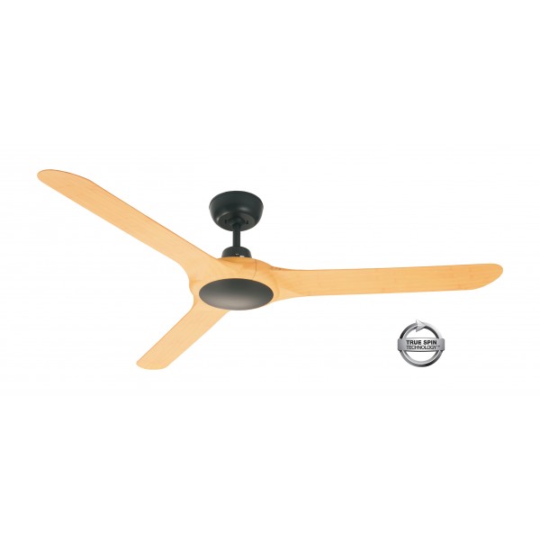Spyda 62" ABS 3 Blade Ceiling Fan - Black with Bamboo